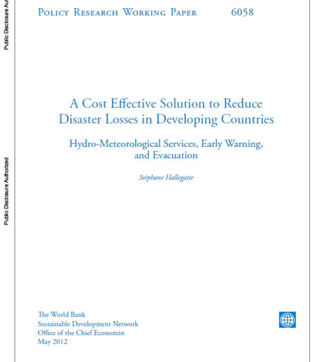 Cover page of A Cost Effective Solution to Reduce Disaster Losses in Developing Countries
